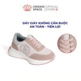  Giày Sneaker Unisex Đế Độn Phối Da Lộn, Dây Chun Tiện Lợi | Crown Space CRUK8076 