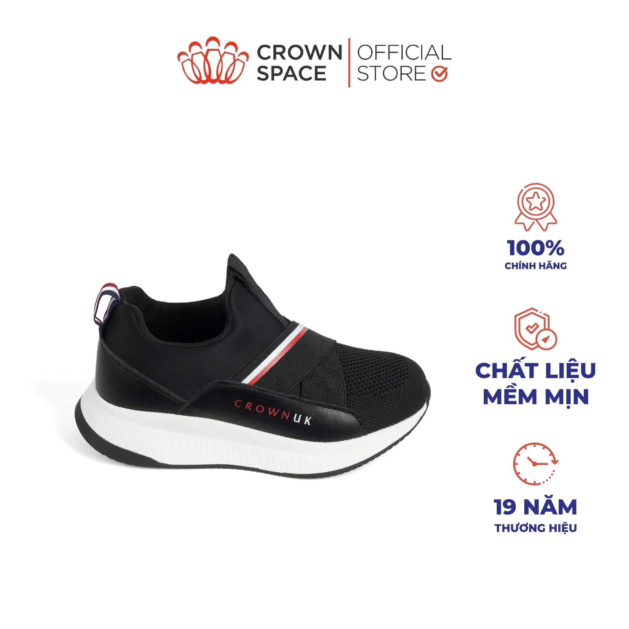  Giày Lười Thể Thao Unisex Vải Mesh Thoáng Khí, Đế Độn 4cm | Crown Space CRUK8081/CRUK8082 