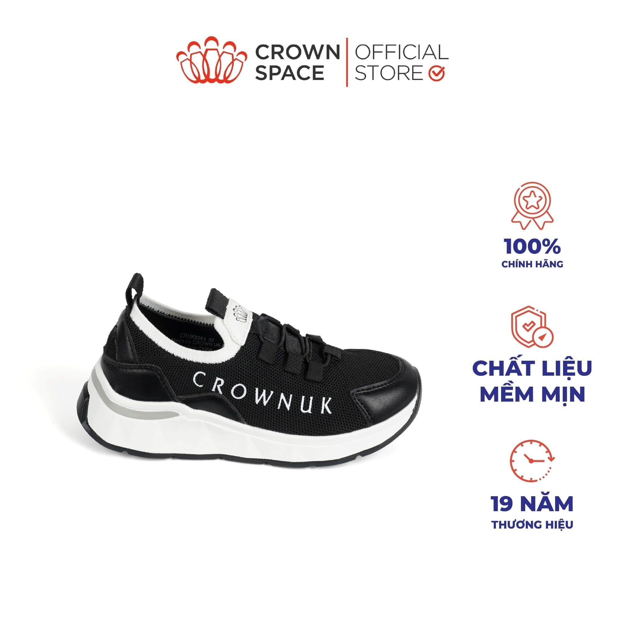  Giày Thể Thao Bé Trai Lưới Dệt Kim Thoáng Khí, Dây Chun Thông Minh | Crown Space CRUK8083 