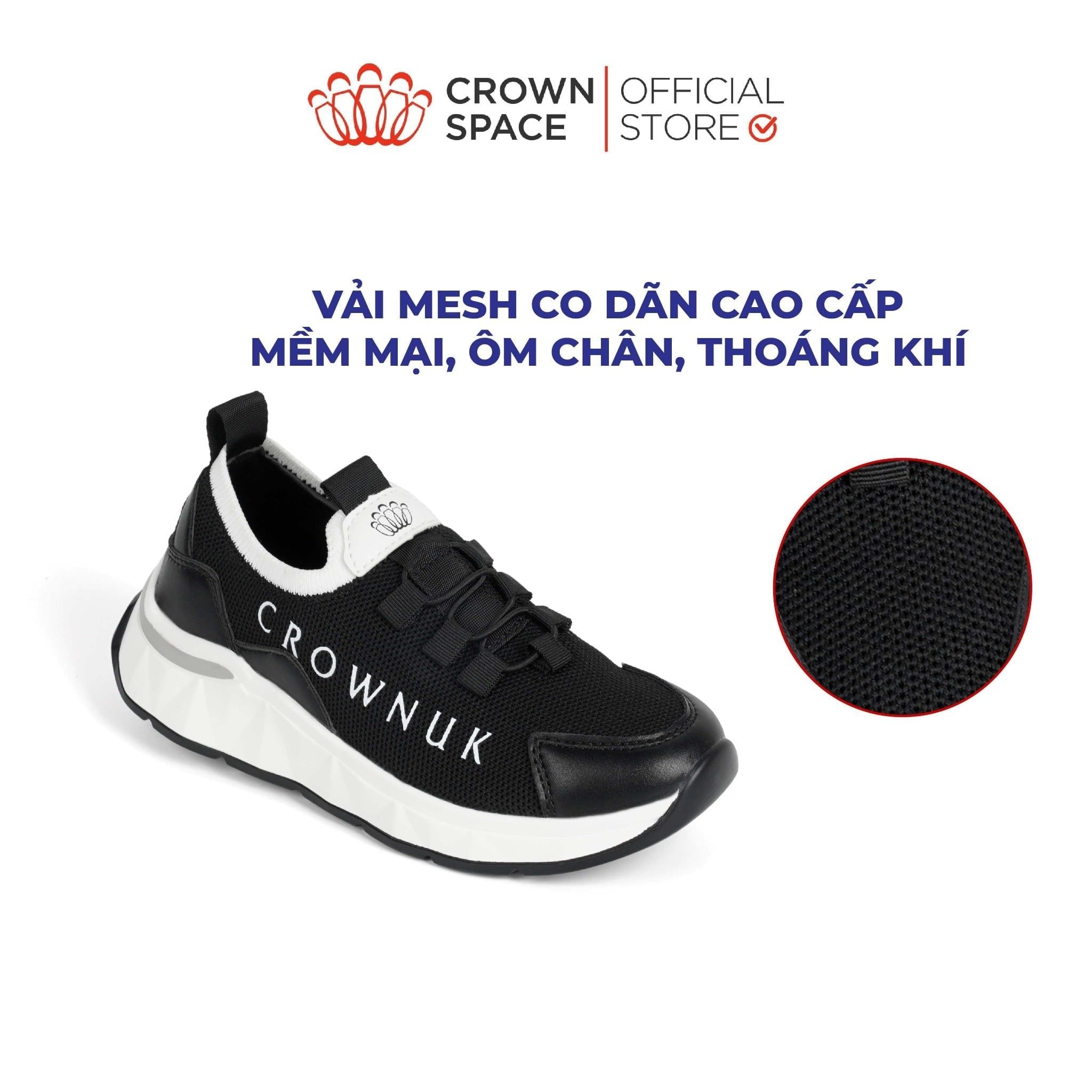  Giày Thể Thao Bé Trai Lưới Dệt Kim Thoáng Khí, Dây Chun Thông Minh | Crown Space CRUK8083 