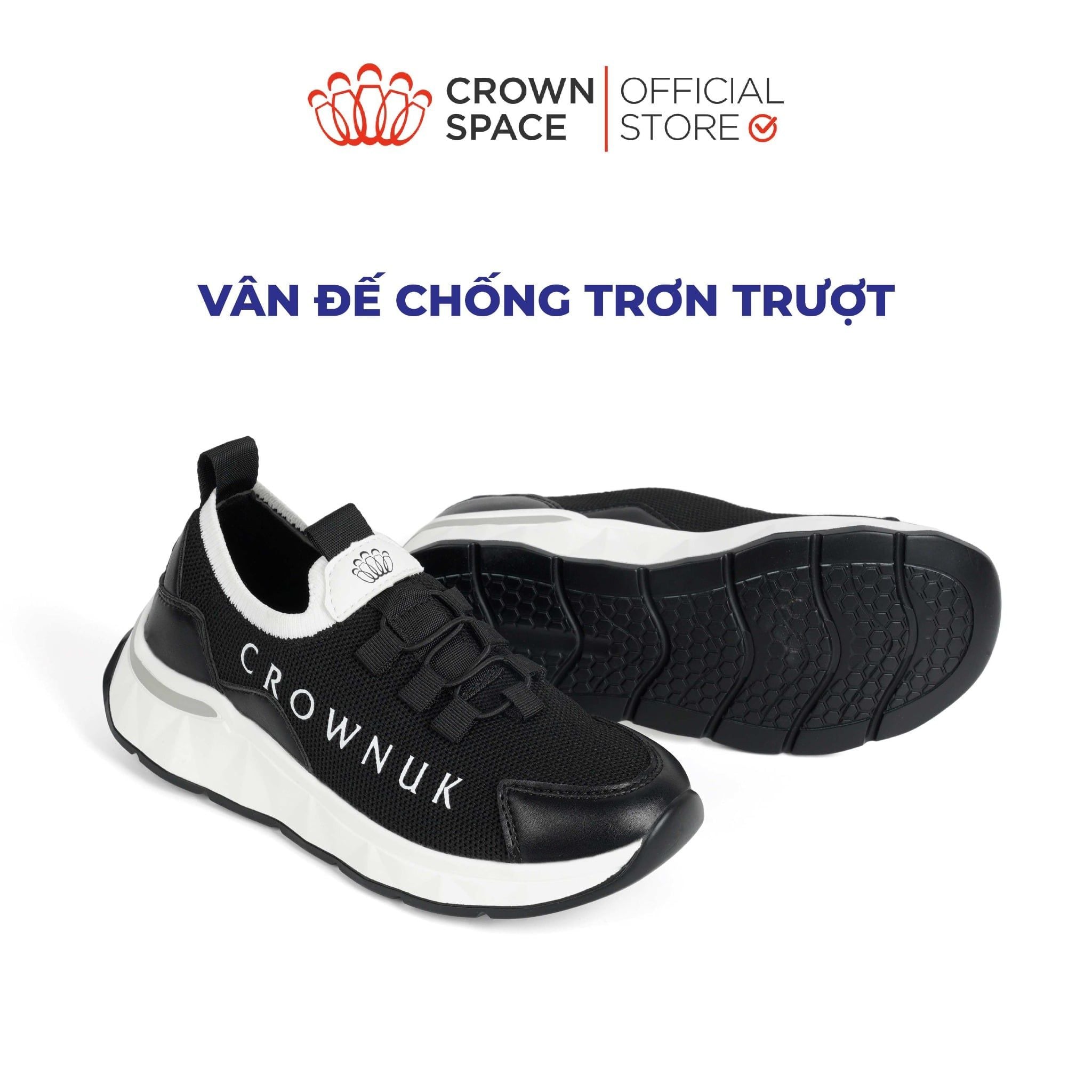  Giày Thể Thao Bé Trai Lưới Dệt Kim Thoáng Khí, Dây Chun Thông Minh | Crown Space CRUK8083 