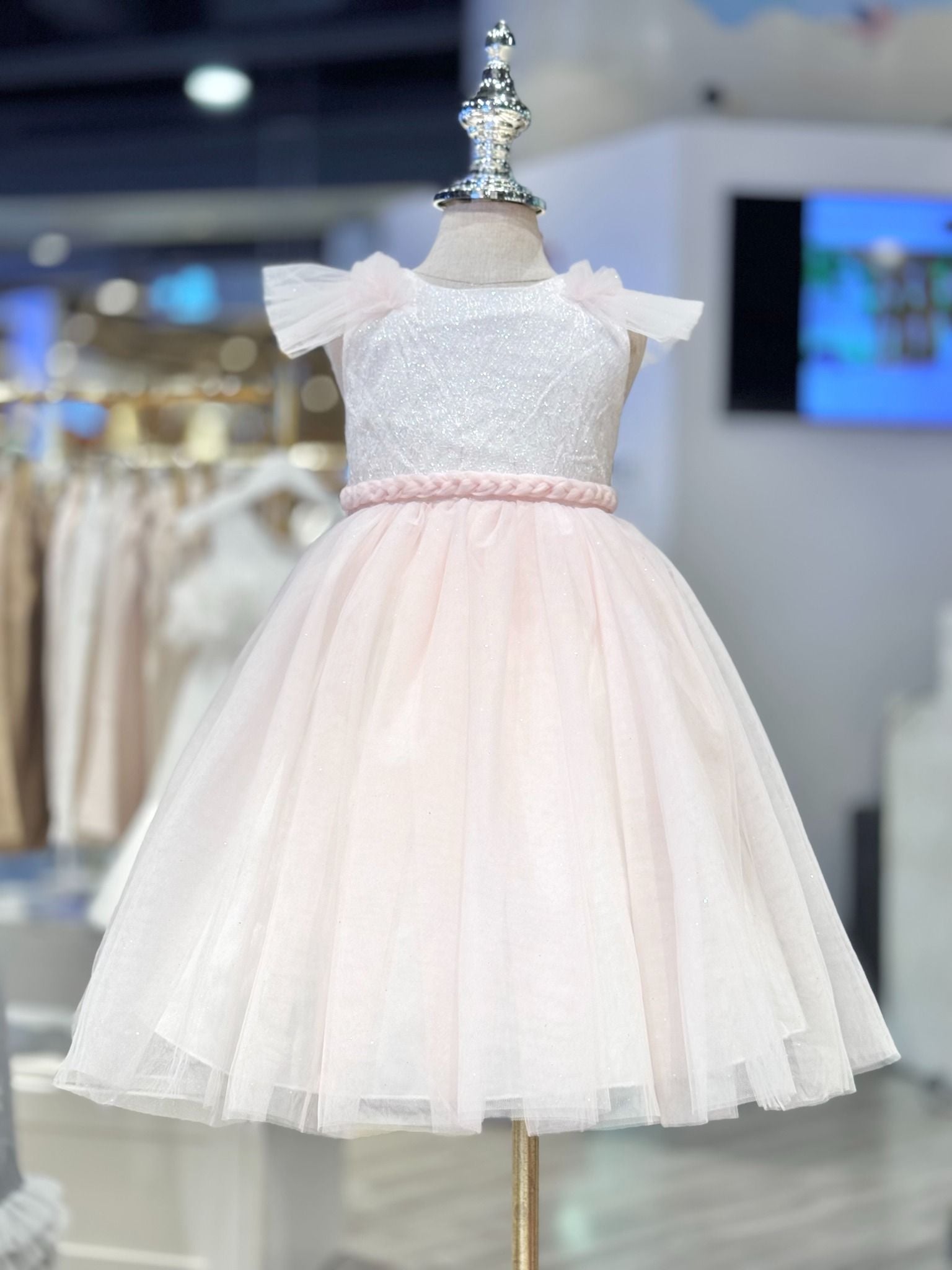  Váy Công Chúa Bé Gái Dáng Dài Voan Xoè Hồng Cam Pastel Crown Space CKGS3851408 