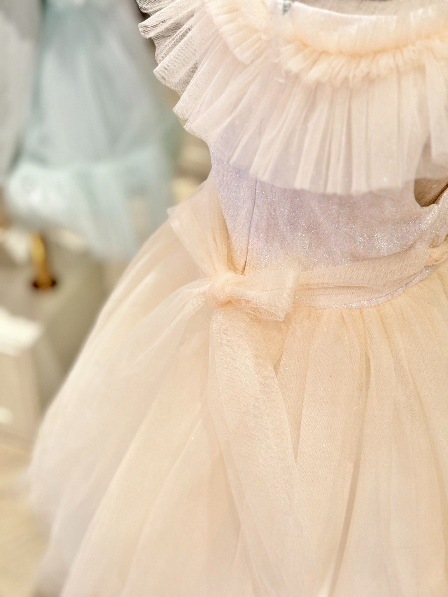  Váy Công Chúa Bé Gái Dáng Dài Voan Xoè Hồng Cam Pastel Crown Space CKGS3851408 