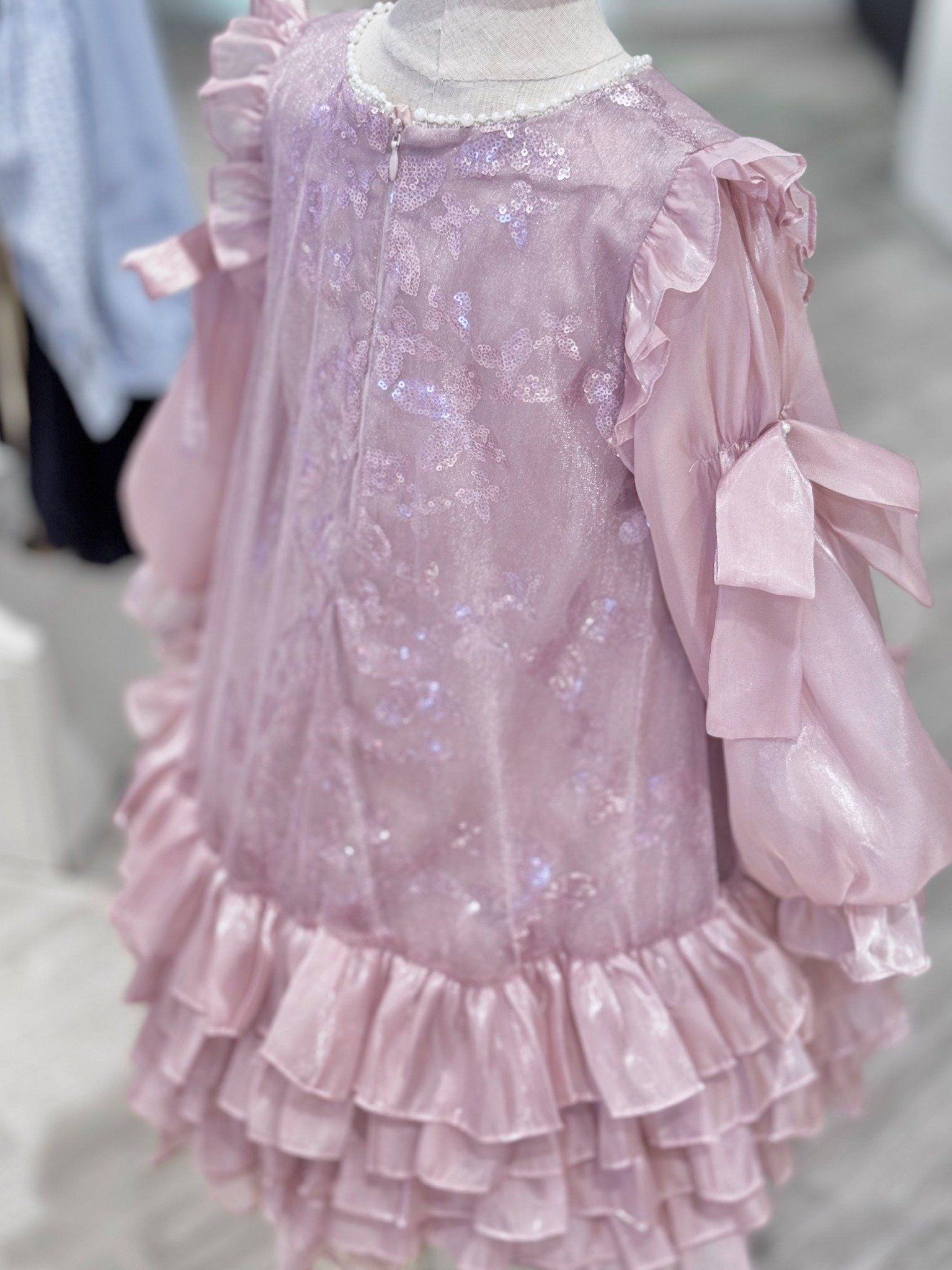  Váy Công Chúa Bé Gái Tầng Voan Bồng Bềnh Tím hồng Crown Space CKGL38514018 