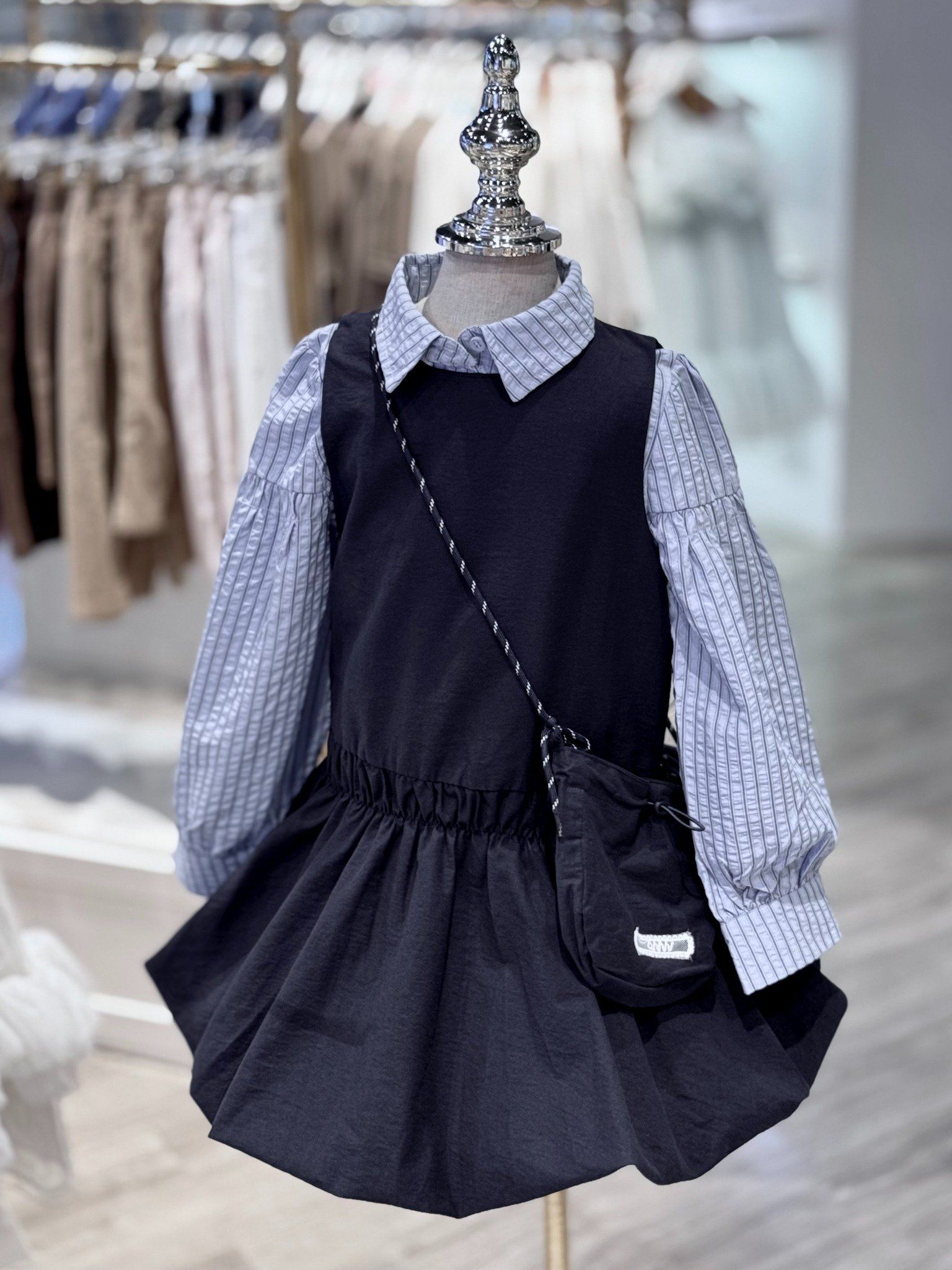  Váy Liền Bé Gái Phối Sơ Mi Kẻ Phong Cách Châu Âu Crown Space CKGL38514014 