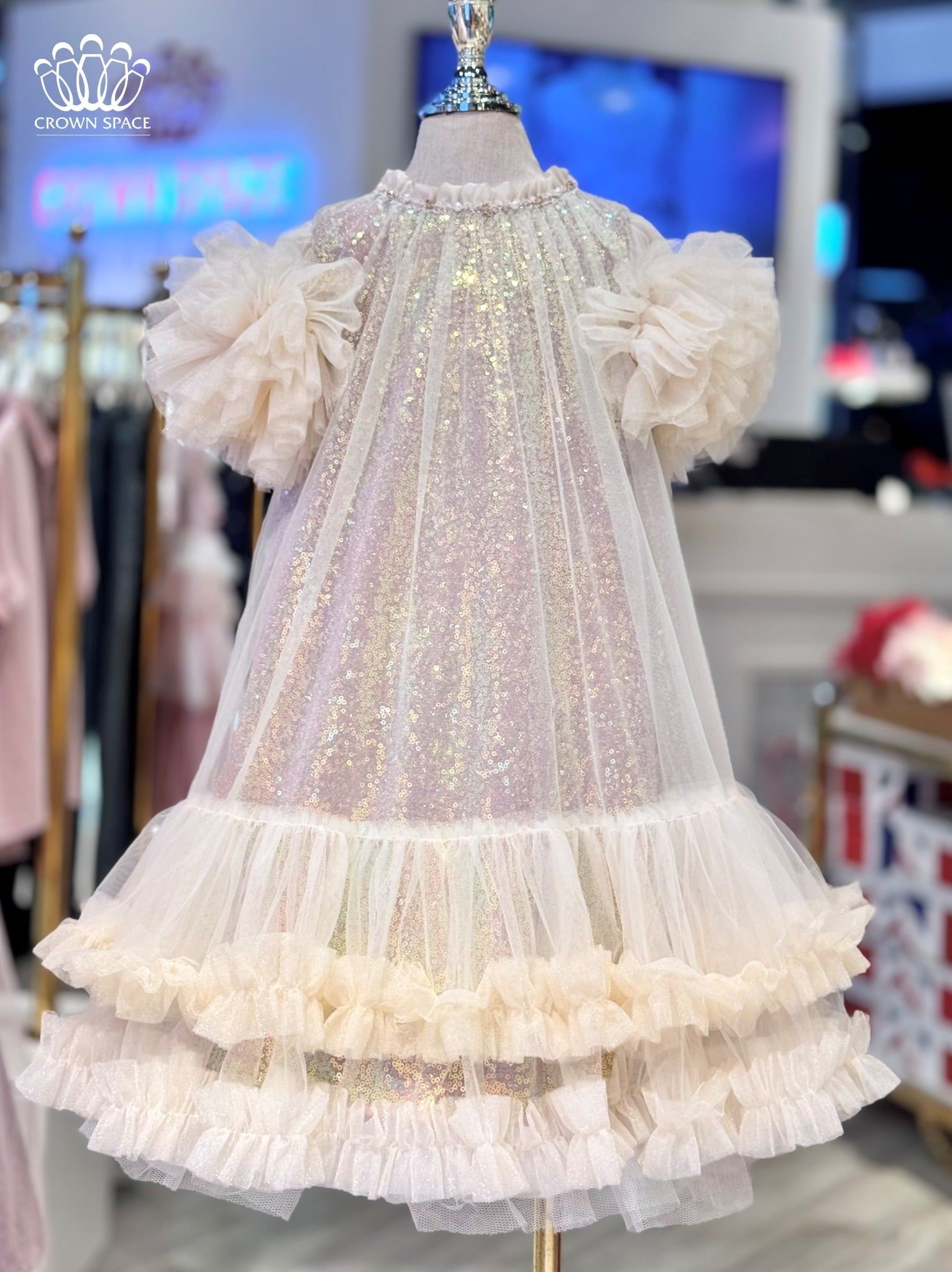  Váy Voan Công Chúa Bé Gái Bồng Bềnh Đính Kim, Sang Trọng, Thanh Lịch | Crown Space CKGS3850114 