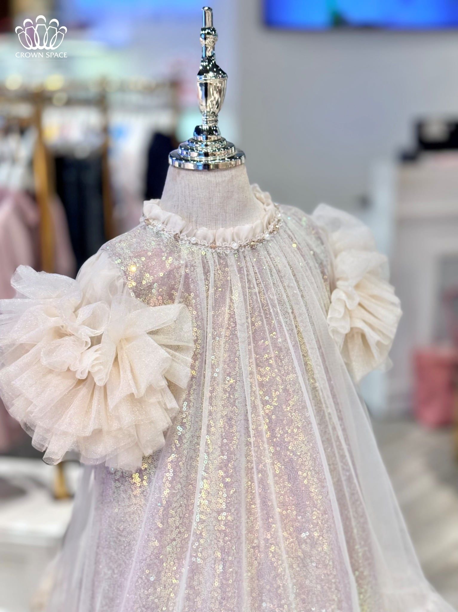  Váy Voan Công Chúa Bé Gái Bồng Bềnh Đính Kim, Sang Trọng, Thanh Lịch | Crown Space CKGS3850114 