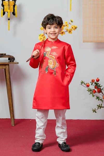  Áo Dài Bé Trai Lụa Tafta Mềm Mại, Thanh Lịch, Thoải Mái | Crown Space CKBL9933112 