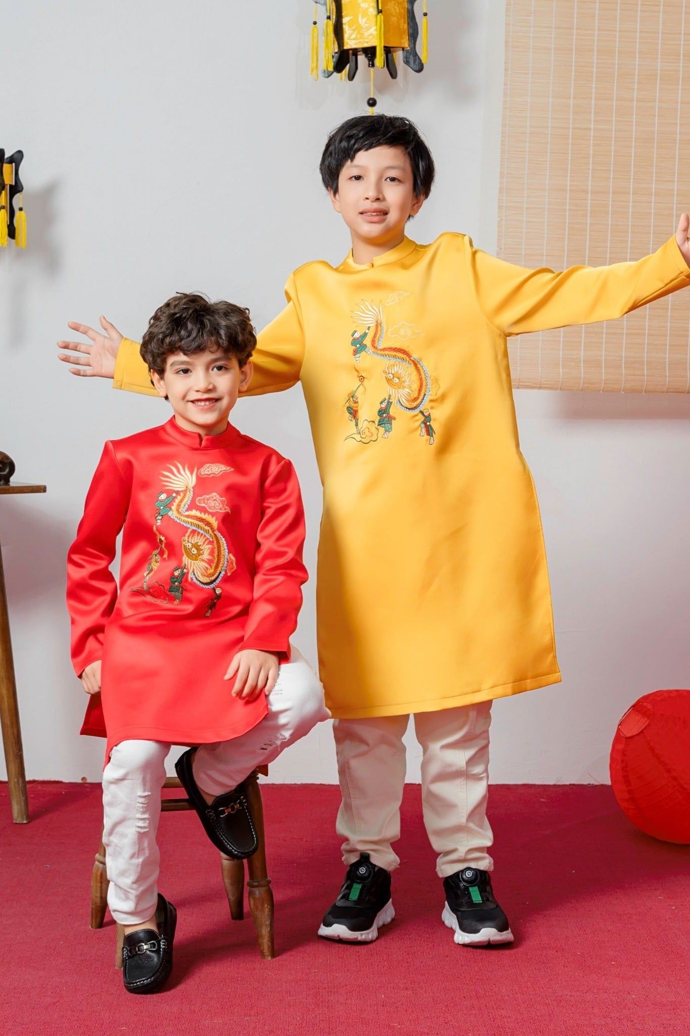  Áo Dài Bé Trai Lụa Tafta Mềm Mại, Thanh Lịch, Thoải Mái | Crown Space CKBL9933112 