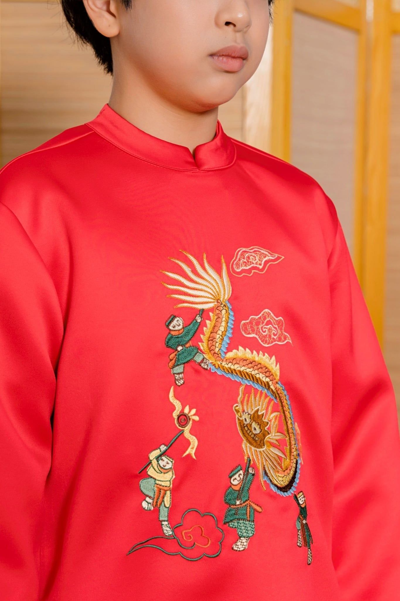  Áo Dài Bé Trai Lụa Tafta Mềm Mại, Thanh Lịch, Thoải Mái | Crown Space CKBL9933112 