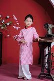  [Xả kho-Miễn Đổi Trả]  Áo Dài Lụa Tơ Tằm Bé Gái Cao Cấp, Cách Tân, Sang Trọng | Crown Space CKGS9941901/CKGS9941902 