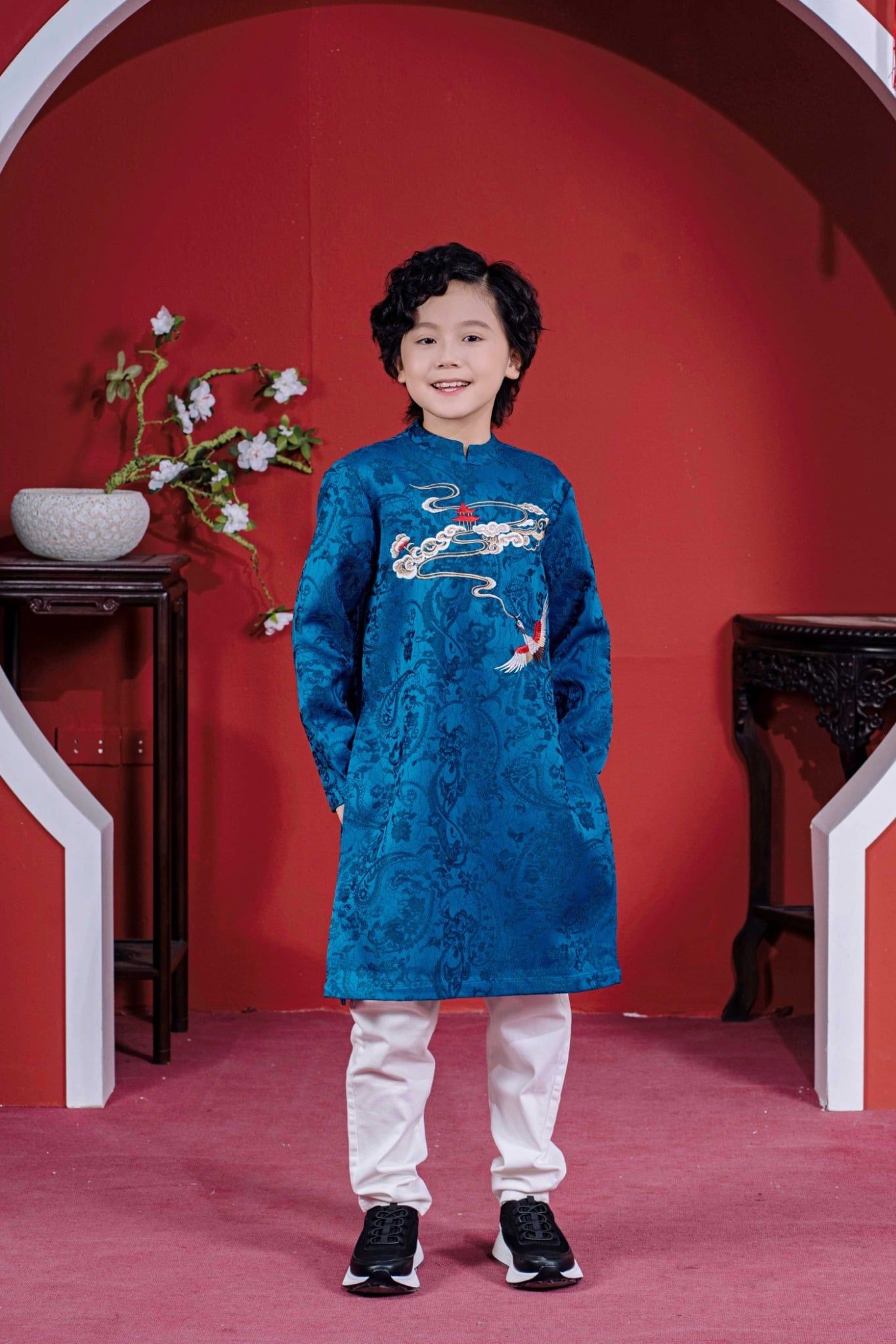  Áo Dài Bé Trai Màu Xanh Mềm Mại, Thanh Lịch, Thoải Mái | Crown Space CKBL9942006 