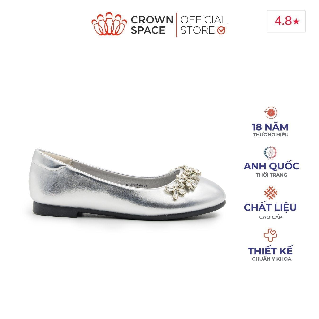  Giày Búp Bê Đế Bệt Cao Cấp, Sang Trọng, Thanh Lịch | Crown Space CRUK3162 