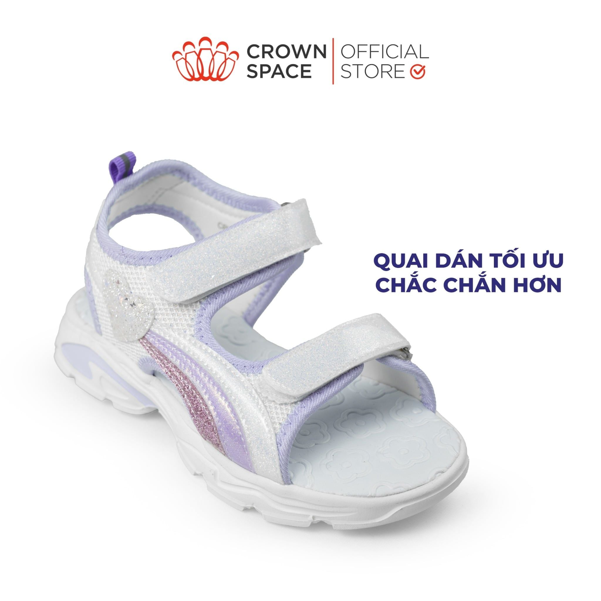  Sandal Thể Thao Cao Cấp Bé Gái Siêu Nhẹ, Thoáng Khí, Tím Mộng Mơ | Crown Space CRUK585.PU 