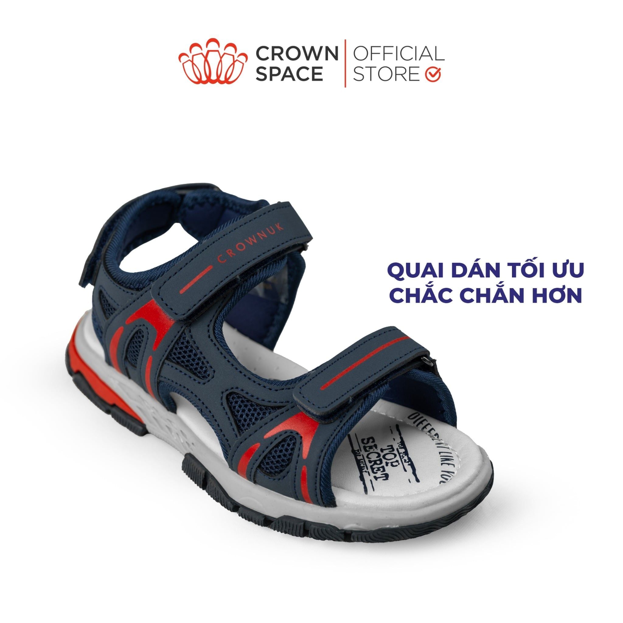  Sandal Thể Thao Bé Trai Chống Trượt, Bền Bỉ, Xanh Navy Cá Tính | Crown Space CRUK584.NV 