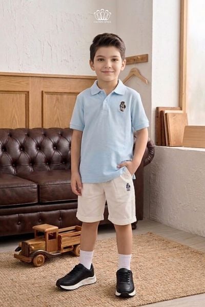  Áo Polo Bé Trai Cổ Bẻ Thêu Họa Tiết Gấu Trẻ Trung – Crown Space CKBS2160302 