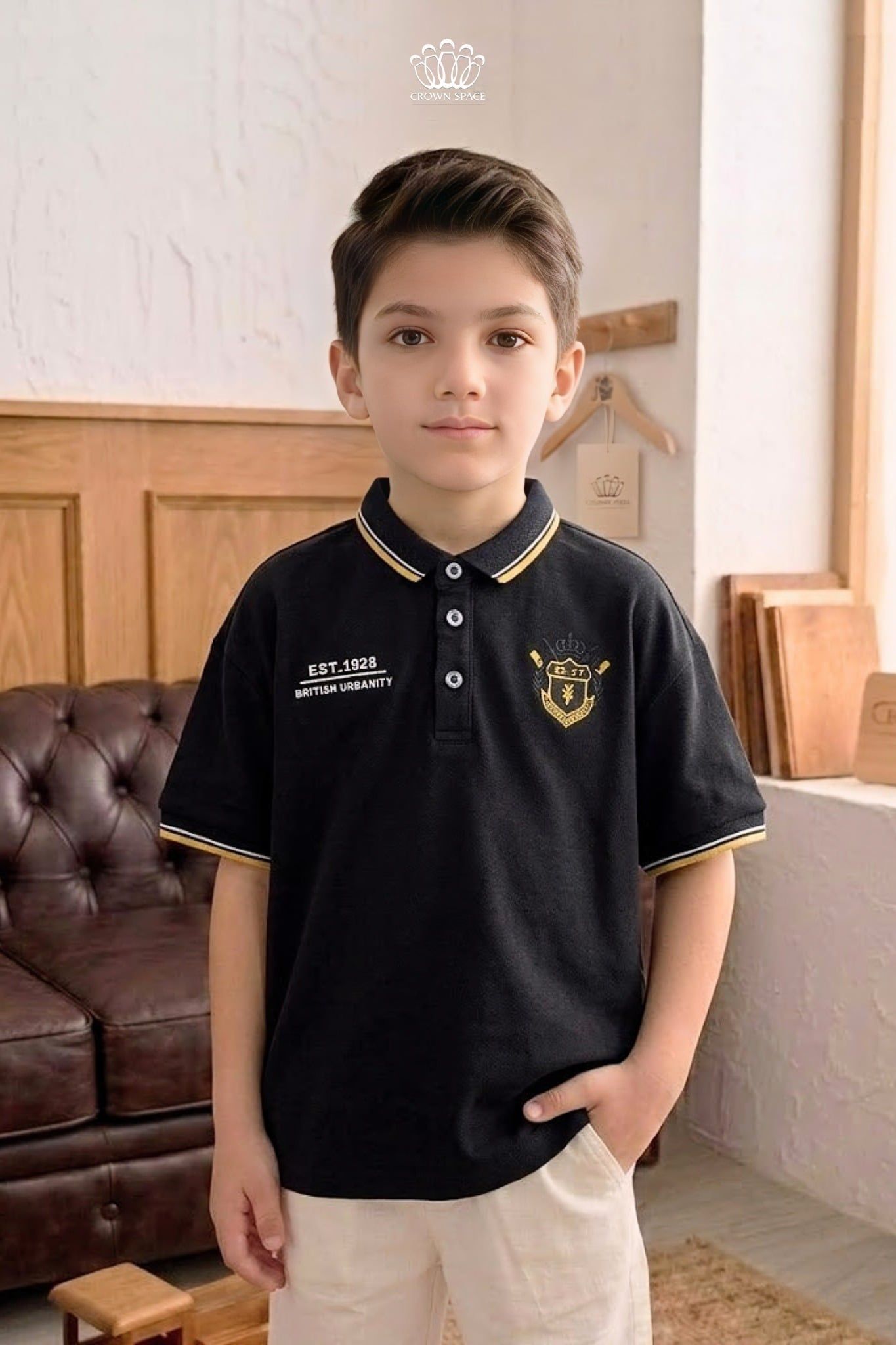  Áo Polo Bé Trai Cổ Bẻ Thêu Logo Crown Space – Sang Trọng & Thanh Lịch Cho Bé - CKBS2160308 