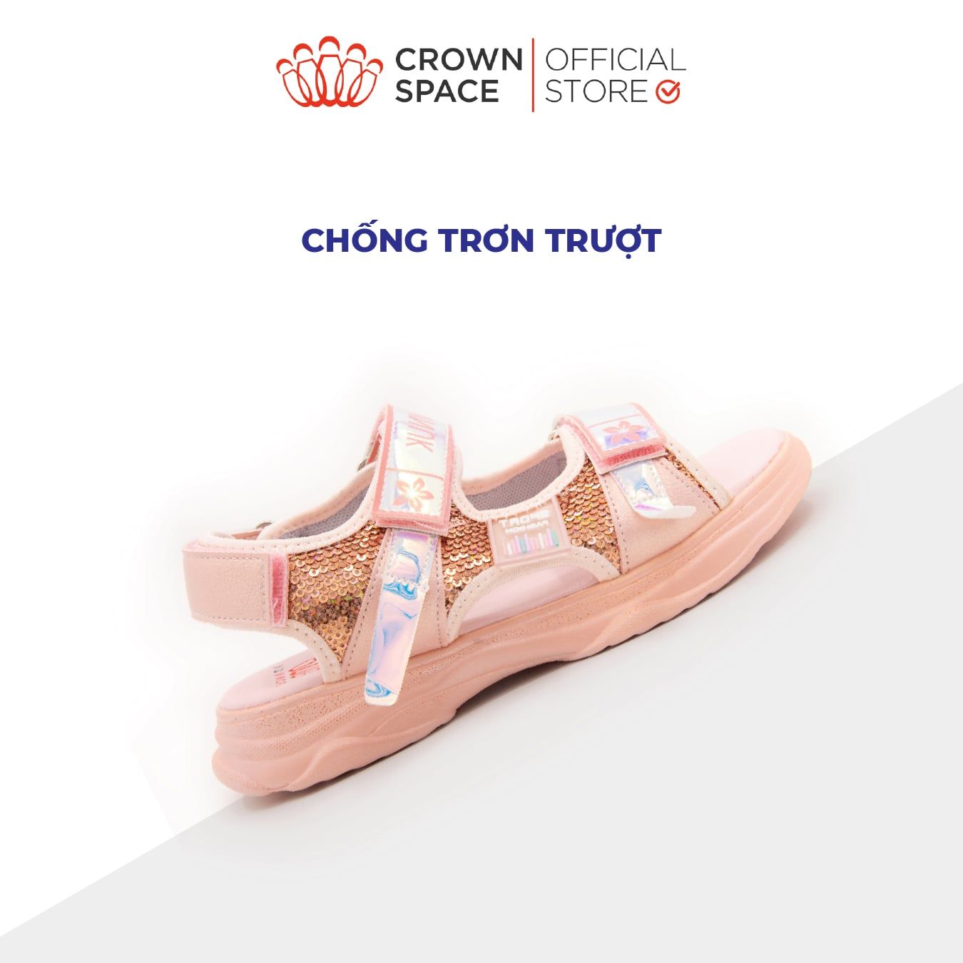  (VIP Private Sale) Dép Sandal Quai Hậu Bé Gái Nhẹ Êm, Chống Hôi Chân | Crown Space CRUK545 