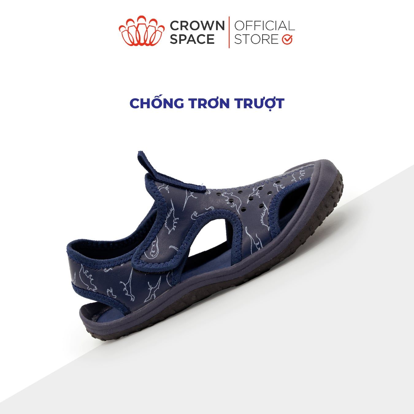  (VIP Private Sale) [Xả kho-Miễn Đổi Trả] Sandal Quai Hậu Bé Trai Cao Cấp, Thoáng Khí, Chống Trơn | Crown Space CRUK583 