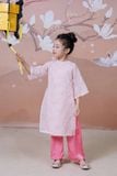  Áo Dài Tơ Bé Gái Màu Hồng, Ngọt Ngào, Thanh Lịch | Crown Space CKGL9942101/CKGL9942102 