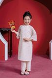  Áo Dài Tơ Bé Gái Màu Kem Tinh Tế, Hiện Đại, Thanh Lịch | Crown Space CKGL9942101/CKGL9942102 