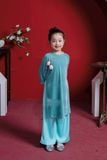  Áo Dài Nhung The Bé Gái Màu Xanh Bình An, Sang Trọng, Dịu Dàng | Crown Space CKGL9942201/CKGL9942202 