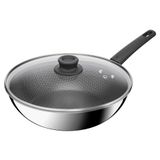 Chảo xào inox chống dính liền khối Tefal POWER E3411655, 28cm, vân thép, có nắp