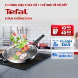 Chảo chiên inox chống dính liền khối Tefal POWER E3410655, 28cm, vân thép