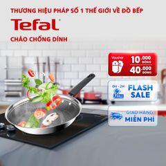 Chảo chiên inox chống dính liền khối Tefal POWER E3410655, 28cm, vân thép