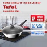 Chảo xào inox chống dính liền khối Tefal POWER E3411655, 28cm, vân thép, có nắp