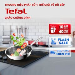 Chảo chiên inox ceramic liền khối Tefal MASTER CERAMIC E5330404, 24cm, vân thép