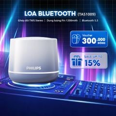 Loa Bluetooth PHILIPS TAS1009BL/70 Chính Hãng, Loa Cầm Tay Nhỏ Gọn, Âm Thanh Vòm, Bass Trầm, Pin 10H