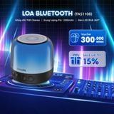 Loa Bluetooth PHILIPS TAS1108BK/70 Chính Hãng, Đèn LED 360 RGB Sống Động, Kết Nối TWS Stereo, Nhỏ Gọn Cầm Tay, Pin 9H
