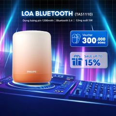 Loa Bluetooth PHILIPS TAS1110OR/70 Chính Hãng, Thiết Kế Trụ Tròn Nhỏ Gọn, Âm Bass Trầm Ấm, Kết Nối Kép TWS, Pin 8H