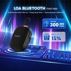 Loa Bluetooth PHILIPS TAS1160BK/70 Chính Hãng, Đèn LED RGB Đổi Màu, Vỏ ABS Cao Cấp, Hỗ Trợ USB AUX TWS, Pin 8H