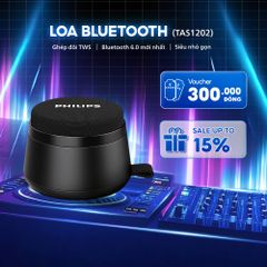 Loa Bluetooth PHILIPS TAS1202BK/70 Chính Hãng, Siêu Nhỏ Gọn Cầm Tay, Hỗ Trợ Magsafe Giá Đỡ Điện Thoại, Kết Nối TWS, Pin 4H