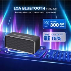 Loa Bluetooth PHILIPS TAS2200BK/70 Chính Hãng, Kiểu Dáng Retro Để Bàn, Âm Thanh Stereo 20W, Kết Nối Kép TWS, Pin 6H