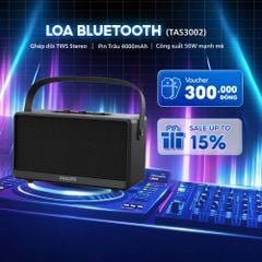 Loa Bluetooth PHILIPS TAS3002BK/70 Chính Hãng, Công Suất Khủng 50W, Kết Nối Kép TWS, Âm Bass Mạnh Mẽ, Pin Đến 14H