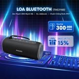 Loa Bluetooth PHILIPS TAS3160BK/70 Chính Hãng - Chống Nước IPX7 - Công Suất 30W Mạnh Mẽ - Củ Loa Kép -  Kết Nối TWS - Pin 8H