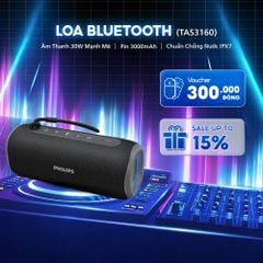 Loa Bluetooth PHILIPS TAS3160BK/70 Chính Hãng - Chống Nước IPX7 - Công Suất 30W Mạnh Mẽ - Củ Loa Kép -  Kết Nối TWS - Pin 8H