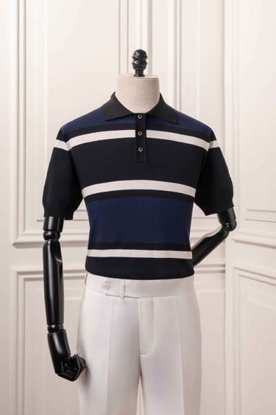 Áo mongtoghi xanh kẻ ngang trắng đen - AP266