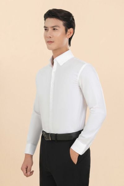 Sơ mi nam bamboo trắng công sở cổ thường - TXBB03