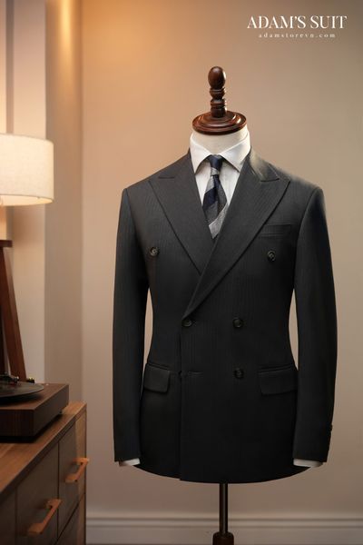 Áo vest ghi trơn sọc chìm 2 hàng khuy - AV428CQ