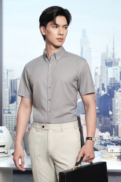 Áo sơ mi họa tiết caro viền nhỏ SNC052BE