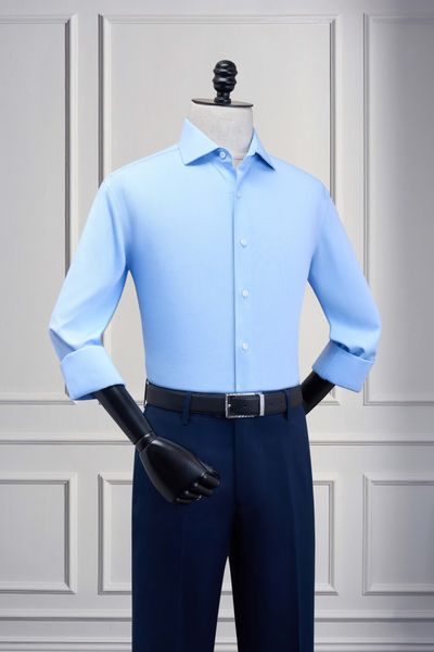 Áo sơ mi xanh dương kẻ SMC201XD