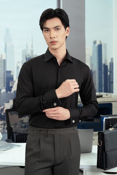 Sơ mi đen trơn SMC217D