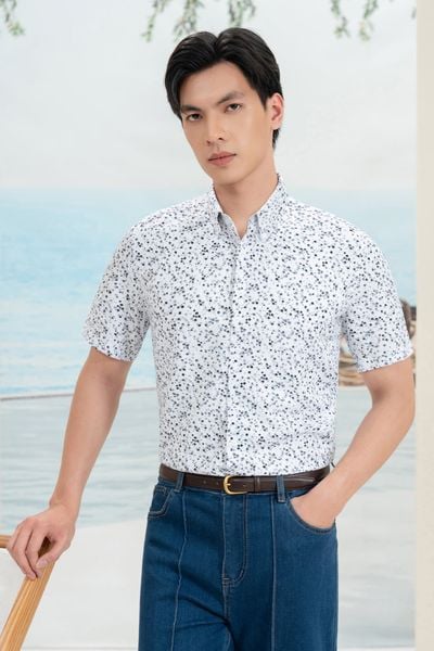 Áo sơ mi hoa in chấm nhỏ SNC058