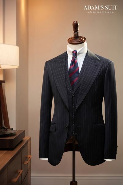 Áo vest xanh tím than sọc trắng - TXV337