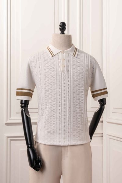 Áo mongtoghi trắng họa tiết dệt kim - AP264