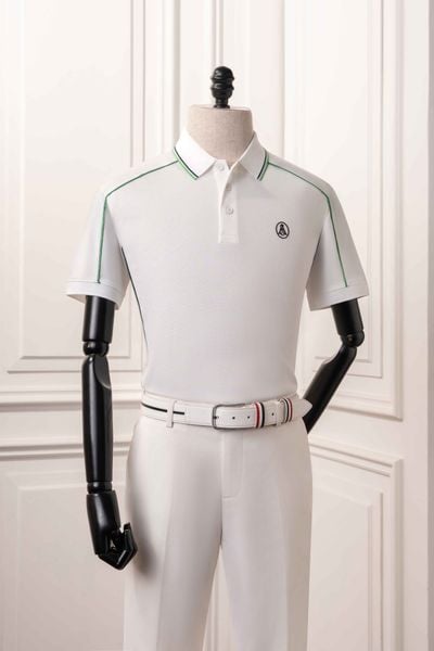 Áo polo trắng vá viền xanh - AP263
